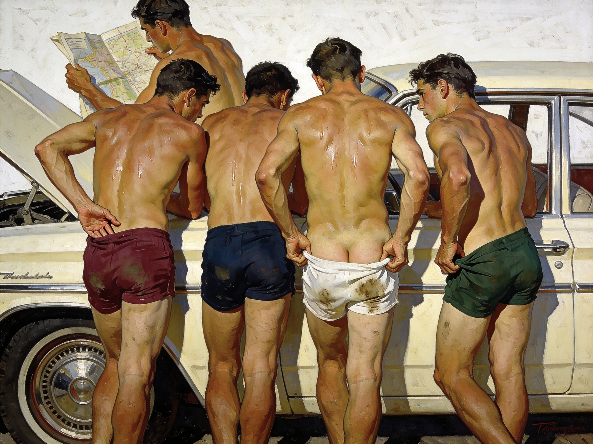 Sur la route – unique gay art print by Alexy Berthelot